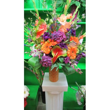 Tropical Arrangement with Hydrangea, Orchids. Anthirium- NOT AVAILABLE