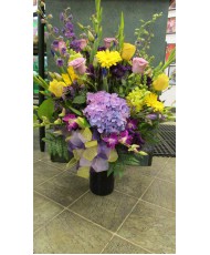 Vase Arrangement with Lavenders and Purples SF-40