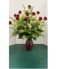 Dozen Roses, with greenery and filler