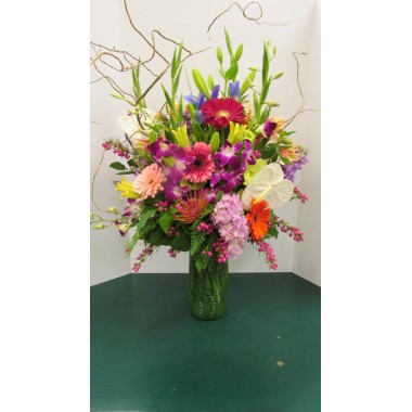 Vase Arrangement, with Whites, Pinks, Purples and Reds
