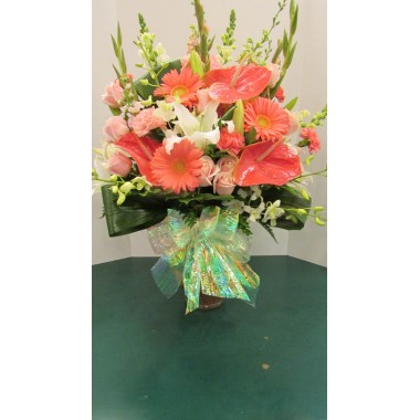 Vase Arrangement  with Pinks and Whites