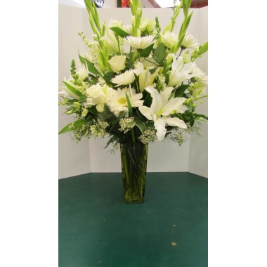 Vase Arrangement with all White Flowers SF-32 NOT AVAILABLE