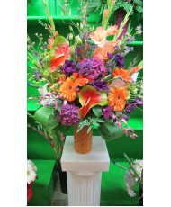 Tropical Arrangement with Hydrangea, Orchids and Anthirium