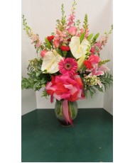Tropical Arrangement, Pink and white flowers
