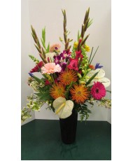 Vase Arrangement with Whites, Purples, Pinks and Blues